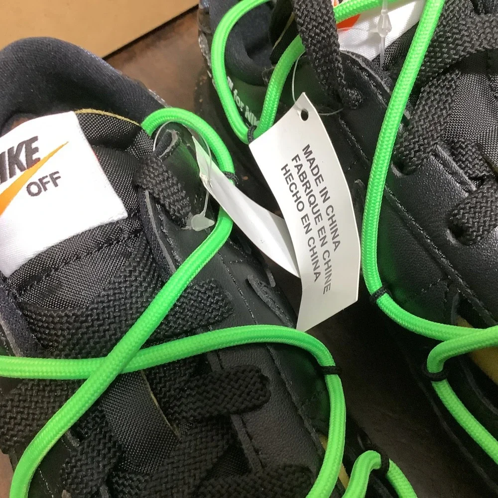 Nike Off-White Blazer Low Black Electro Green Size 7.5 DH7863-001 Mens Sneakers